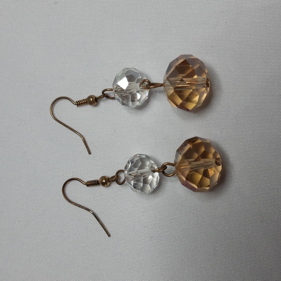 Peach and Clear Crystal Glass Earrings - Picture 3 of 3